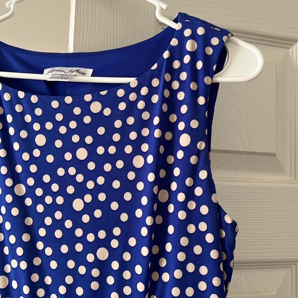 Blue Polka Dot Sleeveless Dress